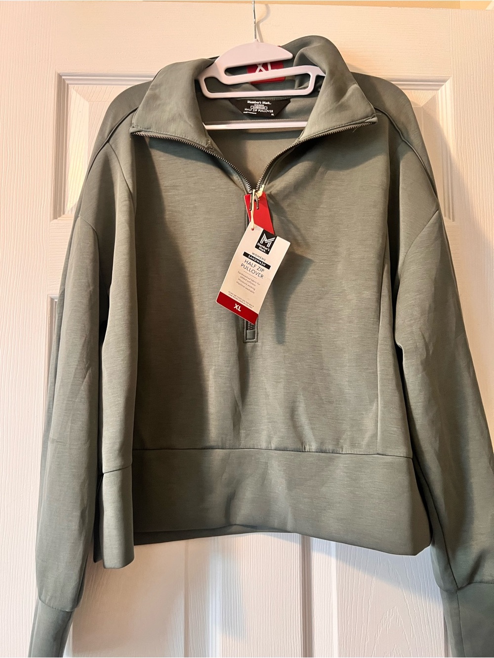 Quarter-Zip Pullover Sweater - Sage Green, XL